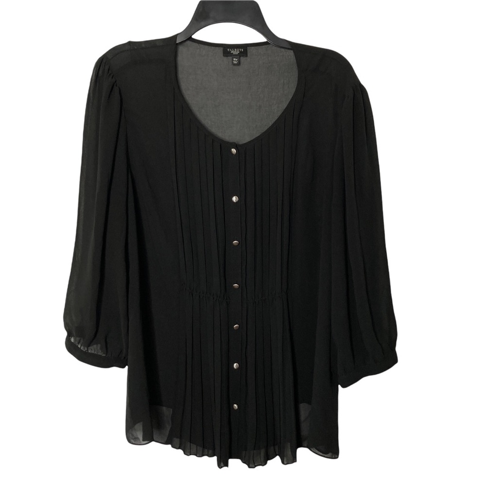 Talbots Woman Sheer Lined Button Down Long Sleeve Top
